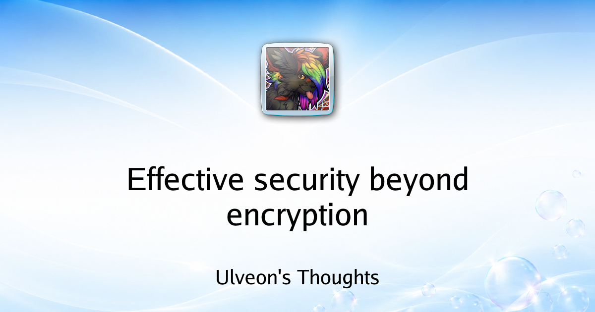 Effective security beyond encryption | Ulveon's Thoughts